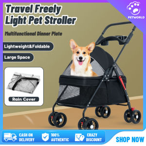 【In Stock】Pet Stroller Portable Foldable Cat and Dog Pet Stroller with 4 Wheels Strong Structure Pet Outdoor Stroller