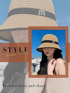 Women Sun Cap Womens Beach Hat Sun Visor Hat Casual Knitted Sun Hats Portable Beach Cap Large Brim Cap Sun Protection Cap UV Protection Straw Hats for Summer Outdoor Travel