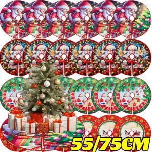 75CM Large Christmas Tree Skirt Red Christmas Tree Foot Covers Santa Claus Snowflake Carpet Base Mat Decor Christmas Supply