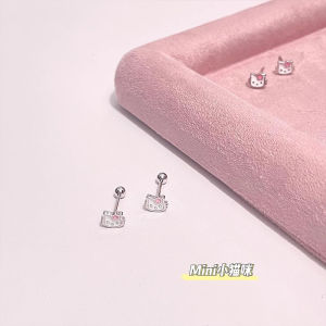 Cute Fashionable Cartoon KT Cat Ear Studs Womens Versatile Unique Design Lightweight Luxury Feelings Ear Jewelry New Model