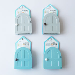 Magnetic Absorption Key Holder Cute Door Shape Mini Storage Rack Elastic Band Tape Adhesive Hook for Home Organization
