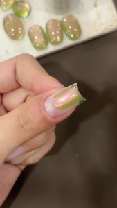 BORN PRETTY 10ml Guava Color Pink Light Cat Magnetic Gel Sparkling Green Glass Bead Soak Off UV Gel Manicure Nail Art Varnish