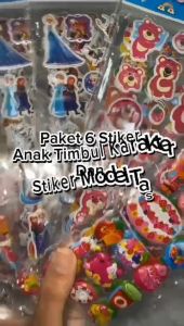 Paket 6 Stiker Anak Timbul Karakter Dan Stiker Model Tas / Karakter RANDOM / Mainan Anak