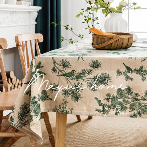 Mandayan Home French Country Style Tablecloth Luxury Retro High-End Feeling American Flower Bird Cotton Linen Dining Tablecloth Tea Table Cover