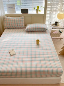 New Water Washed Cotton Japanese Style Solid Color Cotton Sheets Plain Single King Size Washed 100% Cotton Flat Sheet Fitted Sheet Color