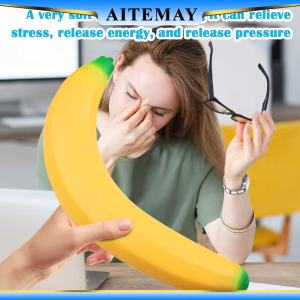 Giant Banana Squishy Toys Stress Relief Slow Rebound Fidget Toys Banana Stress Ball Squeeze Toy Desk Accessory for Adults Gifts Aitemay