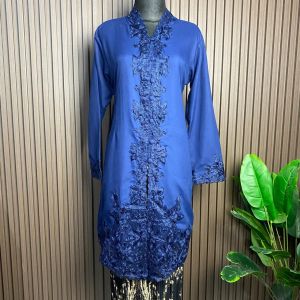 Bisa COD Kebaya Tunik Bordir Senada Tangan Panjang Bahan Katun Motif Bunga.