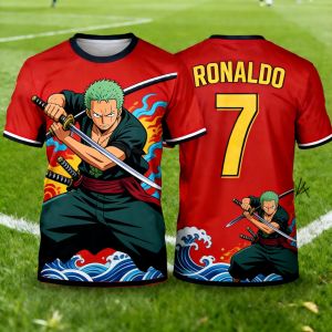 Bandai | 2026 New Arrival One Piece Special Edition Mens Soccer T-shirt Ronaldo # 7 Soccer Shirt T-shirt Kids Luffy 3D Printed T-shirt