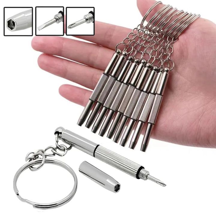 3 In 1 Mini Eyeglasses Screwdriver Key Chain Sunglasses Phone Watch