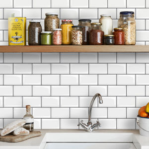 Giấy dán tường nhà bếp 3d Không thấm nước Nhãn dán gạch backsplash Giấy dán tường gạch giả tự dính