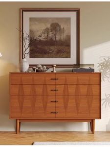 Retro Chinese Style Solid Wood Six-Drawer TV Stand Dining Room Sideboard Wall-Mounted Living Room Bedroom Furniture