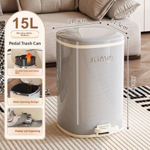 Large Capacity Pedal Operated Kitchen Bathroom Trash Can with Lid Home Use Living Room New 2025 High Aesthetic Value