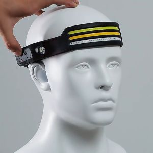 Lampu Kepala LED dengan Sensor COB | Silikon Boleh Cas USB | Lampu Outdoor untuk Camping & Kerja Sensor headlamp headlight