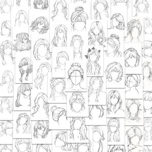 Sketch Practice Hair Style Stickers Hand Drawn Simple Design for Mobile Notebook Tablet Decoration Art Student Exercise Material