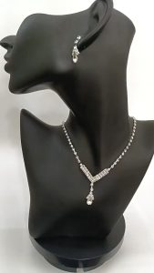 Set kalung dan anting tetesan air sederhana aksesoris pernikahan pengantin grosir anting berlian imitasi