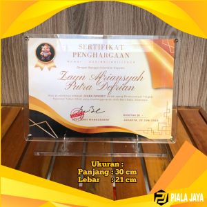 [COD] BINGKAI FOTO AKRILIK | BINGKAI SERTIFIKAT AKRILIK | ACRYLIC PHOTO FRAME TABLE TOP MURAH TEBAL 2MM+2MM CANTIK FREE DESAIN SERTIFIKAT DAN FOTO