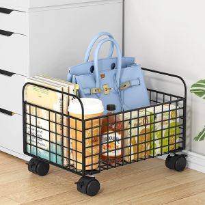 Mobile Roller under Desk Storage Cabinet Student Bookbag Organizer Office Supply Modern Simple Style Plastic Display Shelf