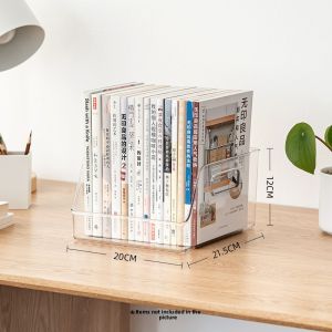 Acrylic Bookends Transparent Desktop Storage Box Book Organizer Childrens Creative Reading Stand Book Separator File Clamp