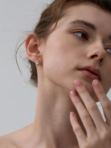 French Gold Zirconia Earrings Miniature Simple Womens Luxury Sensation High-End Feelings Trendy New 2023 Fashion Jewelry