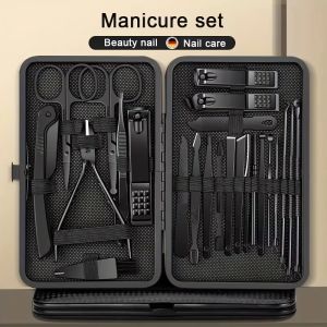 7/8/10/12/15/24pcs Set Professional Manicure Set Kits Stainless Steel Fingernail Toenail Clippers Set with Leather Portable