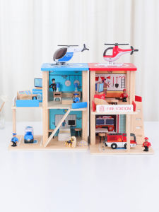 ชุดจอดรถหลายชั้นทำจากไม้สำหรับเด็กผู้ชาย ชุดเล่นงานกู้ภัย เลขที่ 1 ในบรรดาเล่นงานกู้ภัย