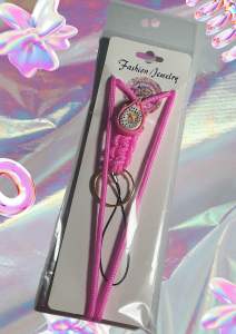 Fashionable Paracord ID/Cellphone Lace Pink with Beaded Charm