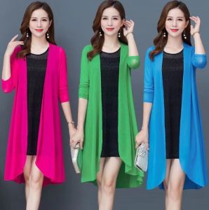 2025 Summer Long Sleeved Womens Mesh Thin Sunscreen Clothes Medium Length Foreigner Shawl Air Conditioned Shirt Beach UV Protection Outer Cover