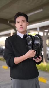 Giày nam Oxford Black LEMANS OF01.2 - Da Bò Đế cao su thơm tăng cao 4cm Bảo hành 24 tháng