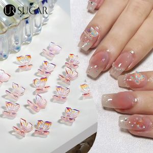 UR SUGAR 50Pcs/Bag Auroras Butterfly Jelly Nail Art Decorative Color Mixed Gel nail DIY Accessories