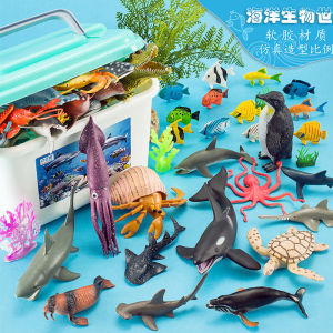Realistic Ocean Animals Toy Sea Creatures Shark Dolphin Whale Soft Gel Model
