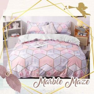 GRATIS ONGKIR BAYAR DI TEMPAT Sprei Murah Bahan Premium Marble Maze Pink Ukuran 180x200 160x200