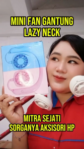 Mitra Sejati Mini Fan Gantung Lazy Neck Kipas Angin Mini Portabel