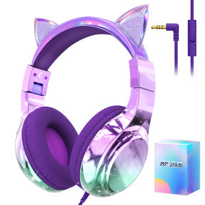 Unicorn Kids Headphones Girls Wired Headphones With Microphone Volume Control Childrens Headset with Cable for School Kids Gift