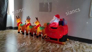10.17FT Inflatable Santa Claus Sleigh Reindeer Toy LED Lit Christmas Yard Decoration Xmas Supplies Home Ornament Festive Gift