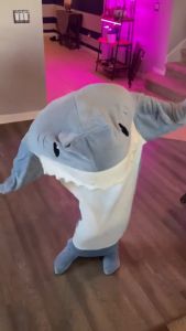 Shark Onesie Blanket Wearable Shark Blanket Hoodie Super Soft Flannel Home Animal Tail Sleeping Bag for Boys 鲨鱼连体睡衣