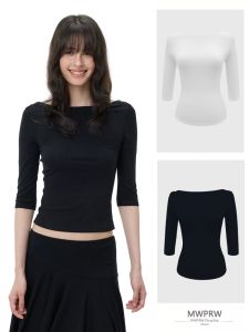 Black One-Shoulder Boat Neck Slim Fit T-shirt
