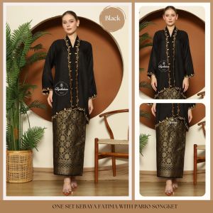 Bycikdara Kebaya Viscose Fatima Set With Pario Songket | Tunic | Caftan | Batik | Indonesia | Tunang | Raya | Convo