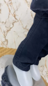 Jeans Denim Anak Cowok Usia 2-11 Tahun dengan Motif Grafis dan Cetak Garis Kargo Saku Sampinmg Anak