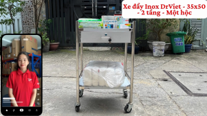 Xe đẩy Inox DrViet - 35x50 - 2 tầng - Một hộc
