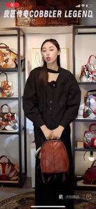 Genuine Leather Backpack Purse For Women Brown Quilted Real Soft Head Layer Cowhide Handbag