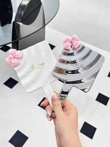 Portable Handheld Makeup Mirror with Handle for Students Dormitory High Definition Small Mirror for Touching up on the Go