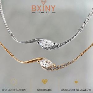 BXINY GRA Certified Marquise Cut Moissanite Pendant Necklace S925 Sterling Silver Lab-grown Diamond for Women Fine Jewelry Gifts
