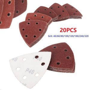 20 Pcs 6 Holes 40-320 Grits Paper Detail Sanding Sander Sander Triangular Sandpaper For Use Wood Metal And Leather Sanding