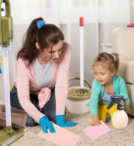 Local Delivery Kids Pretend Play Cleaning Toys Cleaner Floor Mop Set Robot Toy for Kids Housekeeping