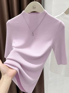 GEBOFU | Áo Thun Tay Ngắn Màu Tím Mềm Mại Dành Cho Phụ Nữ
