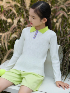 AMII | Áo Sweater Len Cổ Polo Mới cho Bé Gái