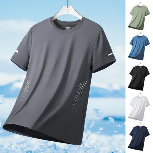 Ice Silk Quick-Drying Short-Sleeved T-Shirt Summer Round Neck Sports Top for Fast Drying Comfortable Fit