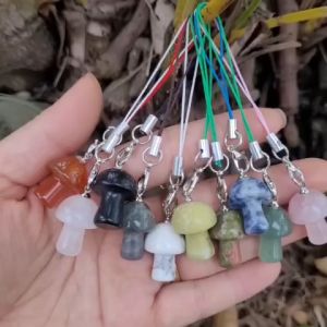 Dây Đeo Điện Thoại Hình Nấm Bằng Đá Tự Nhiên PAG Mang Lại Năng Lượng Tích Cực Và May Mắn