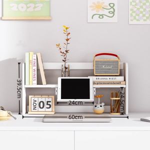 ชั้นวางหนังสือพื้นผิวโต๊ะทำงานหลายชั้นง่ายติดตั้งสำหรับห้องนั่งเล่นและโรงเรียนมัธยมต้น ชั้นวางหนังสือแบบพกพาที่ทนทาน