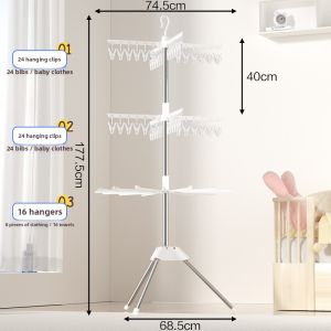 Baby Socks Drying Rack Multi-clamp Clothesline Balcony Home Use Childrens Clothes Hanger Foldable Space-saving Plastic